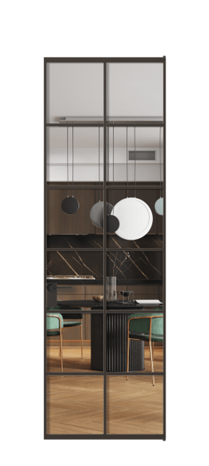 Алюминиевая дверь АЛПЛ040.05 Алюминий антрацит Прозрачное стекло "Кристал Вижн", калёное Цена 161670  | Volhovec