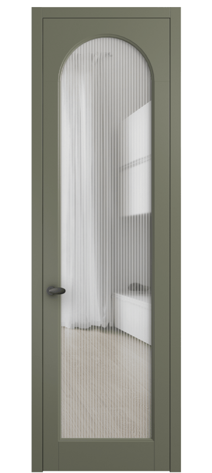 Межкомнатная дверь Палаццо 6804 Матовый оливковый тёмный Рифлёное стекло "Мору", триплекс Цена 108429 ₽ | Volhovec