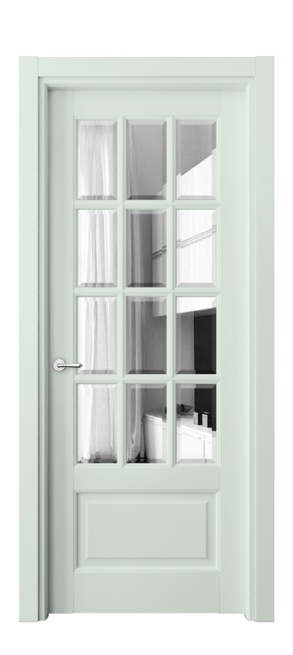 Межкомнатная дверь Тоскана Грильято 6313 Матовый белоснежный Двустороннее зеркало с фацетом, триплекс Цена 158599 ₽ | Volhovec