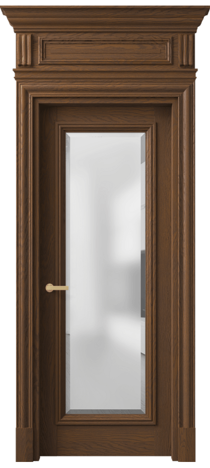 Межкомнатная дверь Антик 7300 Дуб каштановый матовый Сатинированное стекло с фацетом Цена 273289 ₽ | Volhovec