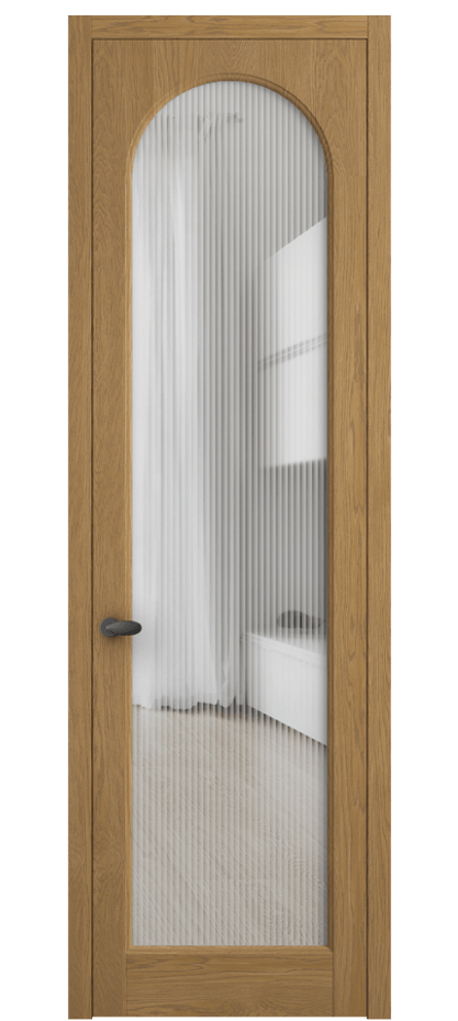 Межкомнатная дверь Палаццо 6804 Дуб солнечный матовый Рифлёное стекло "Мору", триплекс Цена 160529 ₽ | Volhovec