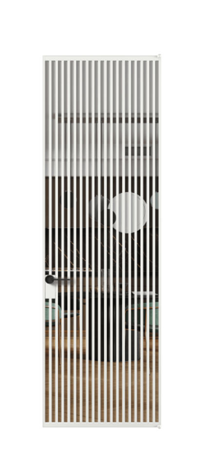 Алюминиевая дверь АЛПЛ040.06 Алюминий белоснежный Прозрачное стекло "Кристал Вижн", калёное Цена 246170  | Volhovec