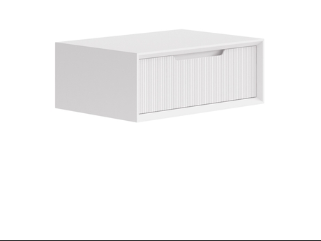 Мебель Тумба подвесная прикроватная Вельвет 1 ящик. Цвет Матовый пудровый белый. Материал Гладкая эмаль. Коллекция Тумба подвесная прикроватная Вельвет 1 ящик. Картинка.