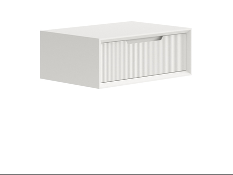 Мебель Тумба подвесная прикроватная Вельвет 1 ящик. Цвет Матовый тёплый серый. Материал Гладкая эмаль. Коллекция Тумба подвесная прикроватная Вельвет 1 ящик. Картинка.