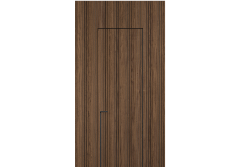 Панели для отделки стен Стеновая панель Фрезерованные Орех медный матовый рифт. Цвет Орех медный матовый рифт. Материал Радиальный шпон НатурВуд. Коллекция Фрезерованные. Картинка.