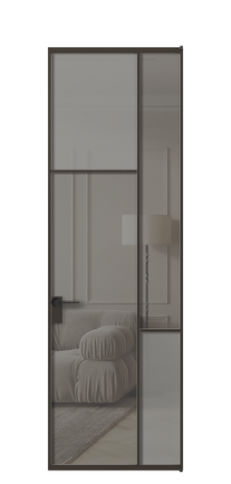 Дверь межкомнатная АЛПЛ041.10 ААН Серый сатин матовое + Серый прозрачное. Цвет Алюминий антрацит. Материал Алюминий в эмали. Коллекция Мозаик. Картинка.