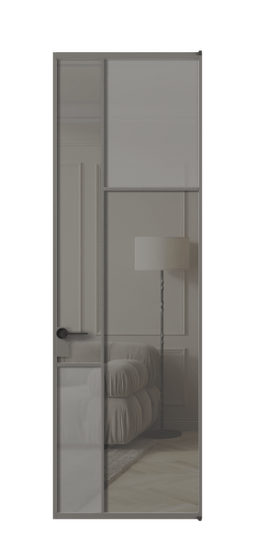 Дверь межкомнатная АЛПЛ041.11 АКЛС Серый сатин матовое + Серый прозрачное. Цвет Алюминий классический серый. Материал Алюминий в эмали. Коллекция Мозаик. Картинка.