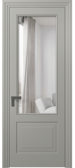 Дверь межкомнатная 8352 МНСР Двустороннее зеркало. Цвет Матовый нейтральный серый. Материал Гладкая эмаль. Коллекция Рокка. Картинка.