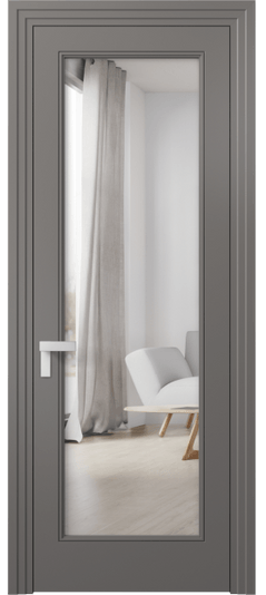 Дверь межкомнатная 8300 МКЛС Двустороннее зеркало. Цвет Матовый классический серый. Материал Гладкая эмаль. Коллекция Рокка. Картинка.