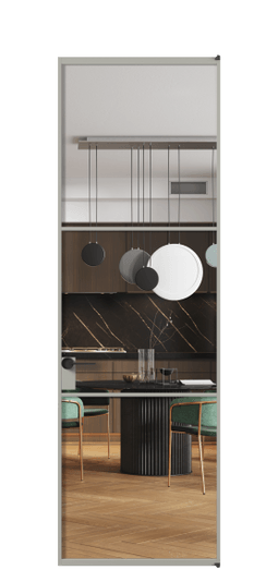 Дверь межкомнатная АЛПЛ040.03 Crystalvision АНСР. Цвет Алюминий нейтральный серый. Материал Алюминий в эмали. Коллекция Формато. Картинка.