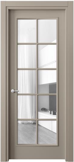 Дверь межкомнатная 8102 МБСК Прозрачное стекло. Цвет Матовый бисквитный. Материал Гладкая эмаль. Коллекция Париж. Картинка.
