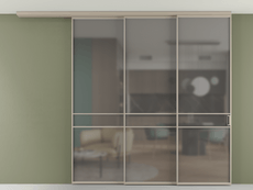 Перегородка Формато вдоль стены на потолок 3 створки с синхронным механизмом